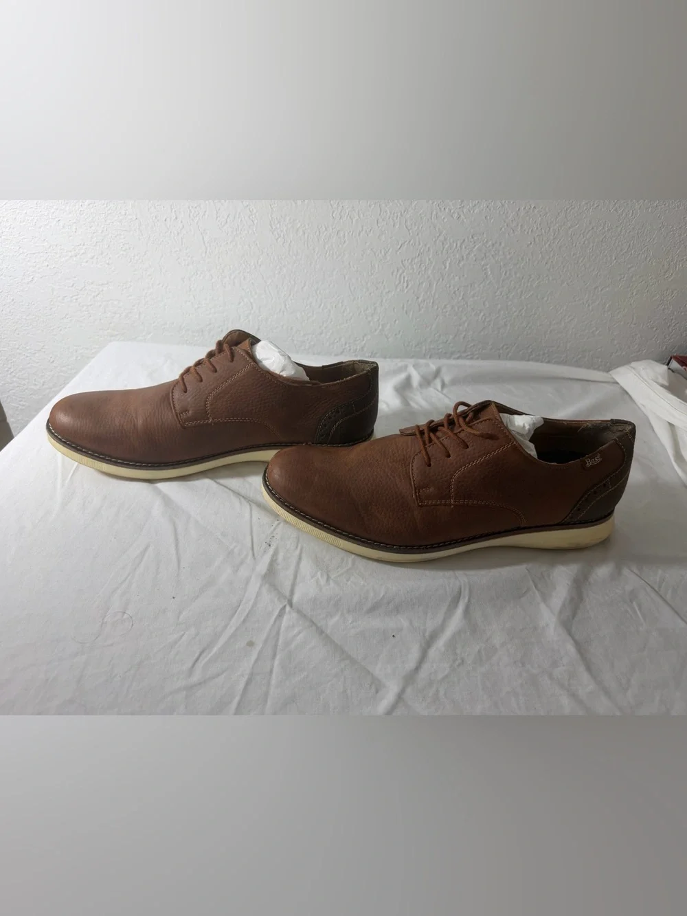 Bass Brown Leather Derby Shoes with Cream Soles